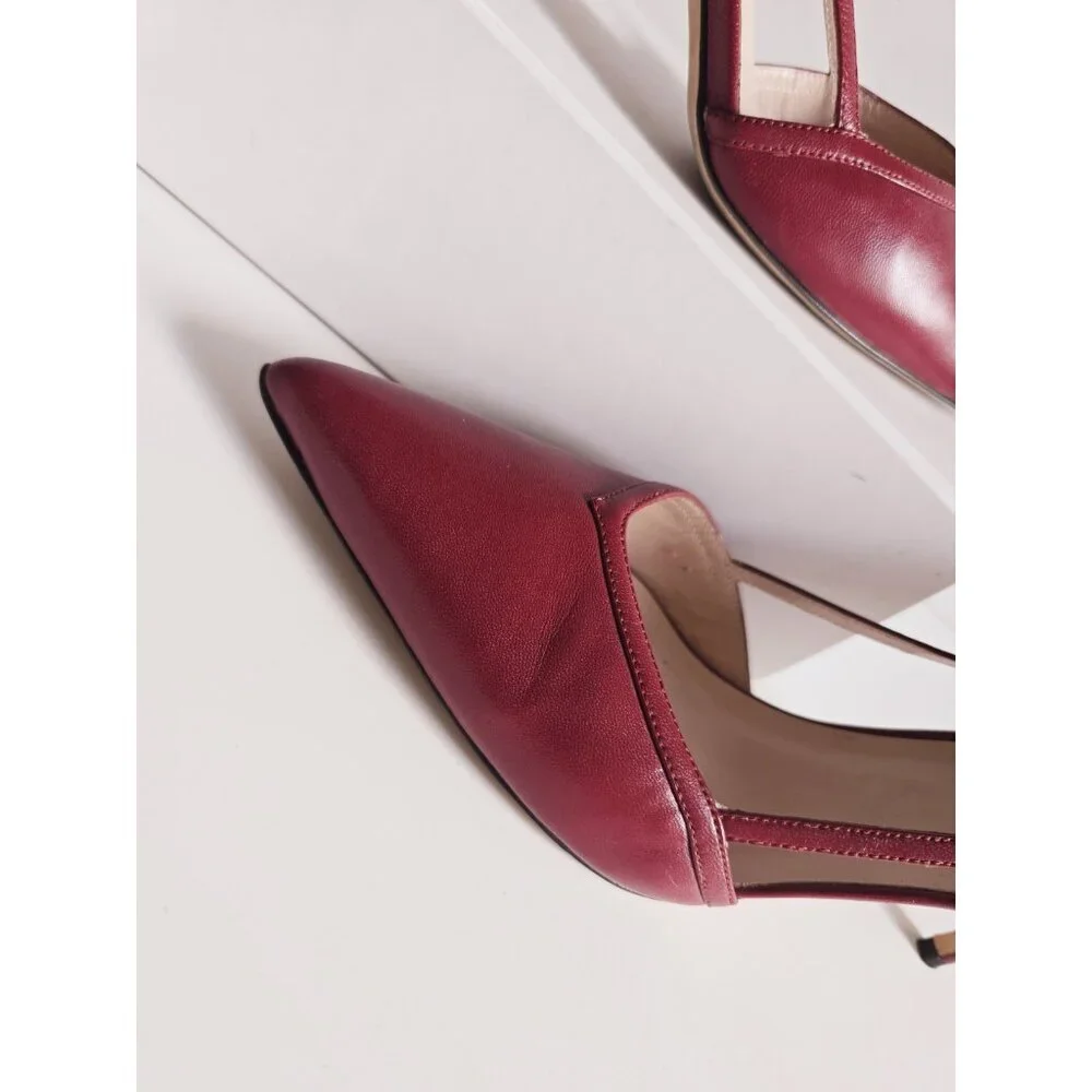 SJP Sarah Jessica Parker Pointed Toe D'Orsay Red Pump Heels Ahoes 9.5 Italy 39.5